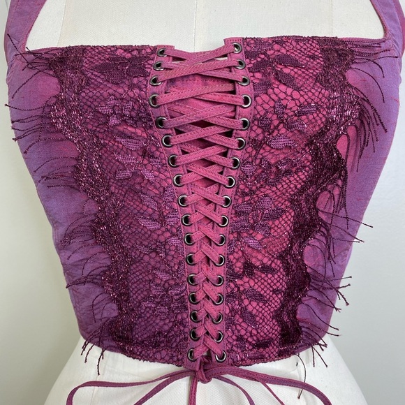 100% DUPIONI SILK LACE UP FRONT CORSET VEST! - Picture 5 of 10